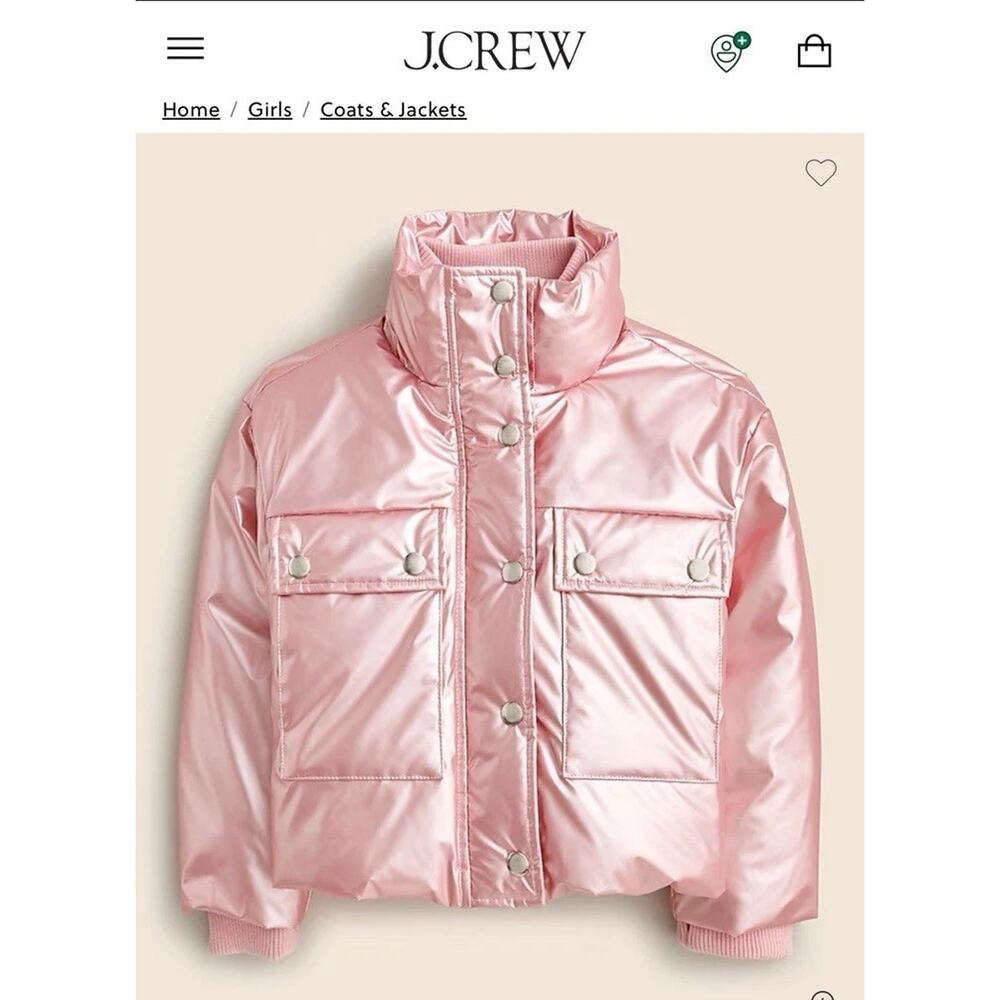 J.Crew Cropped Metallic Puffer Jacket For Girls XXS (2-3)